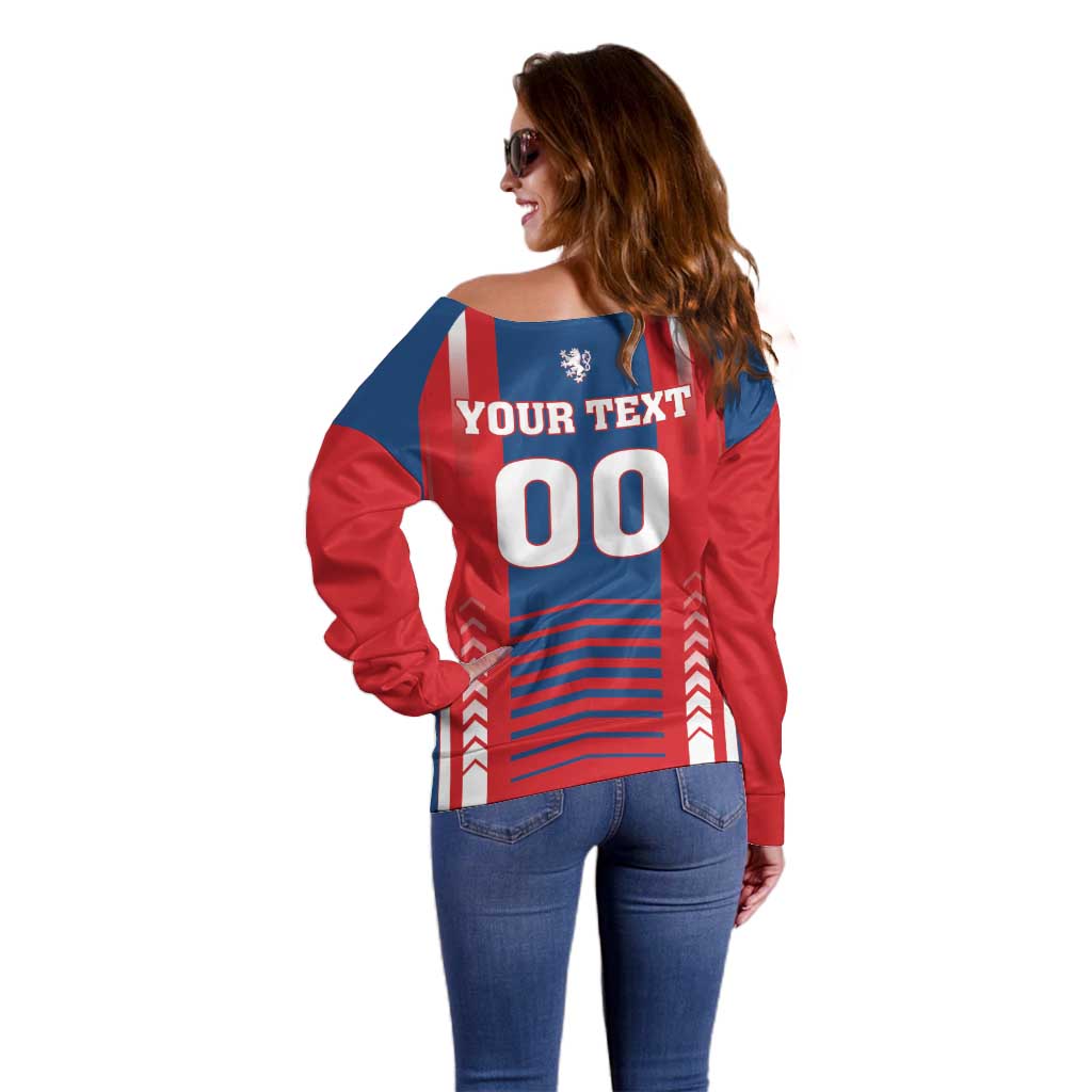 Custom Football 2026 Czechia Off Shoulder Sweater Czech Republic Proud Lions