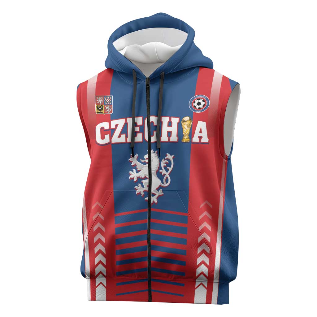Custom Football 2026 Czechia Sleeveless Zip Hoodie Czech Republic Proud Lions
