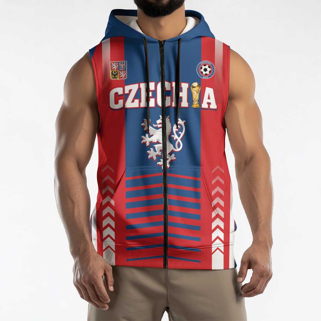 Custom Football 2026 Czechia Sleeveless Zip Hoodie Czech Republic Proud Lions