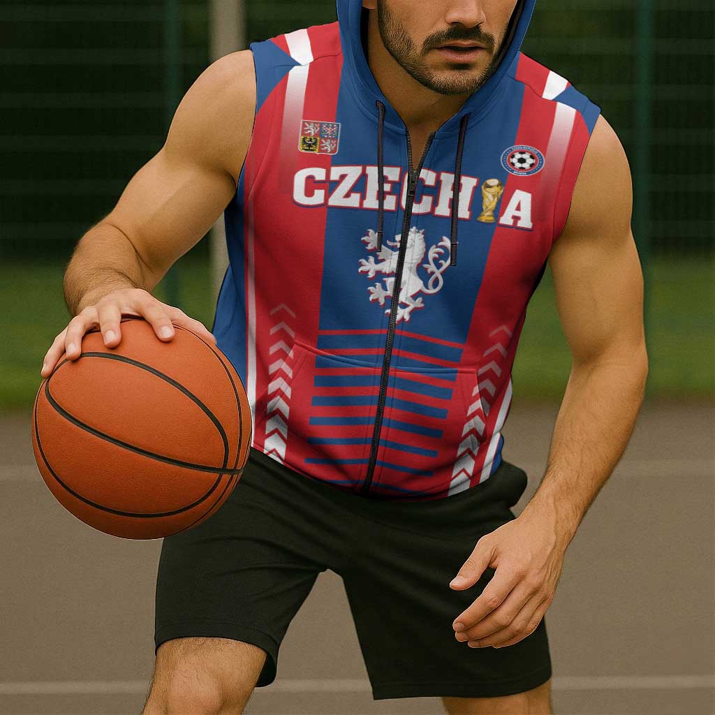 Custom Football 2026 Czechia Sleeveless Zip Hoodie Czech Republic Proud Lions