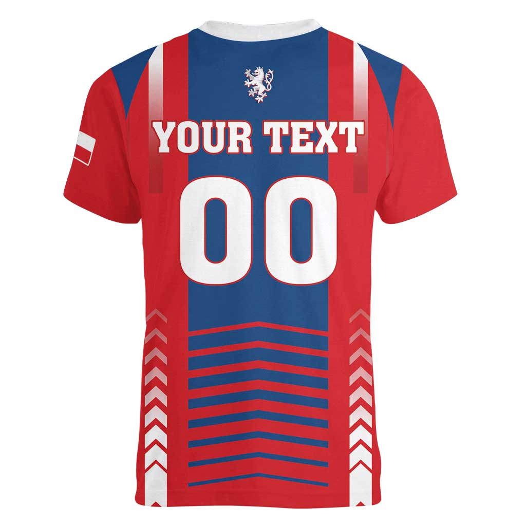 Custom Football 2026 Czechia Women V-Neck T-Shirt Czech Republic Proud Lions