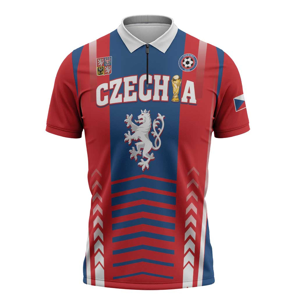 Custom Football 2026 Czechia Zipper Polo Shirt Czech Republic Proud Lions