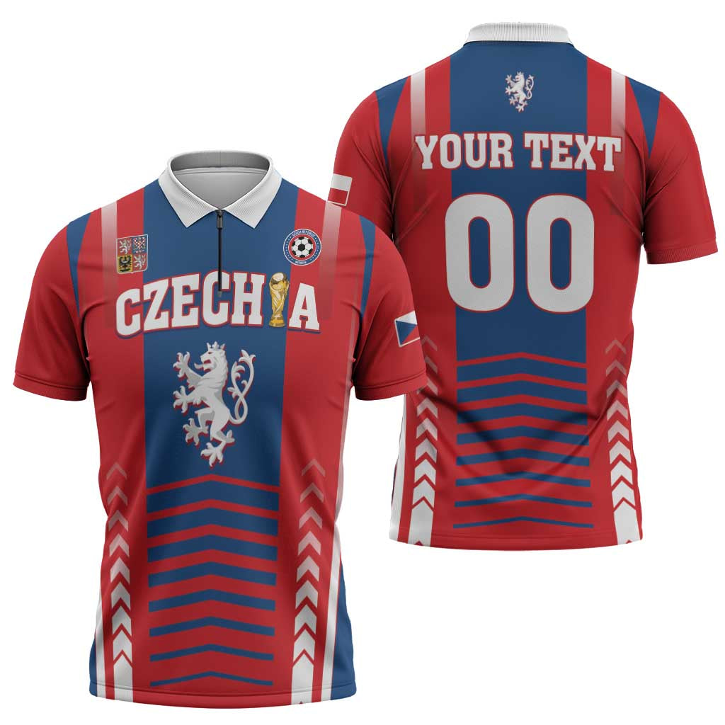 Custom Football 2026 Czechia Zipper Polo Shirt Czech Republic Proud Lions