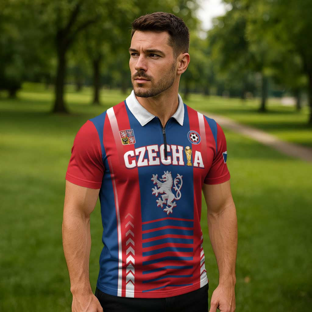 Custom Football 2026 Czechia Zipper Polo Shirt Czech Republic Proud Lions