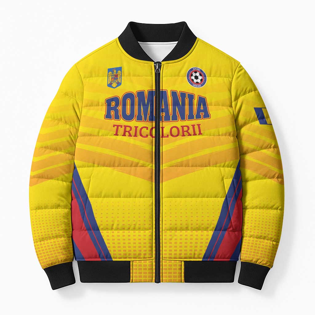 Custom Football Romania Bomber Puffer Jacket Hai Tricolorii
