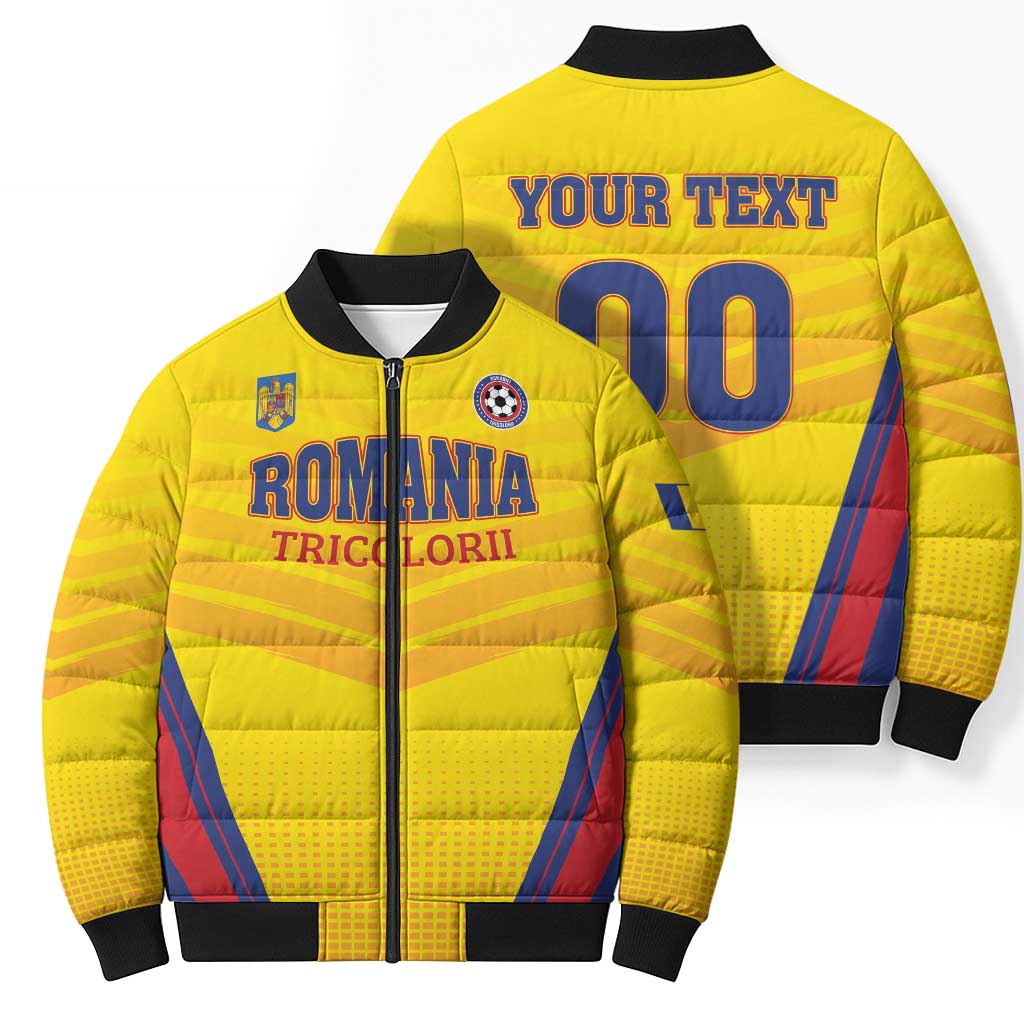 Custom Football Romania Bomber Puffer Jacket Hai Tricolorii