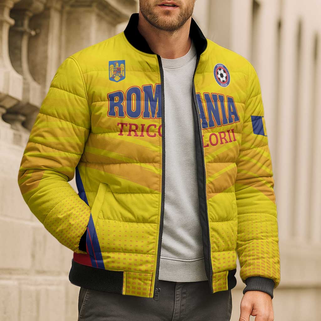 Custom Football Romania Bomber Puffer Jacket Hai Tricolorii