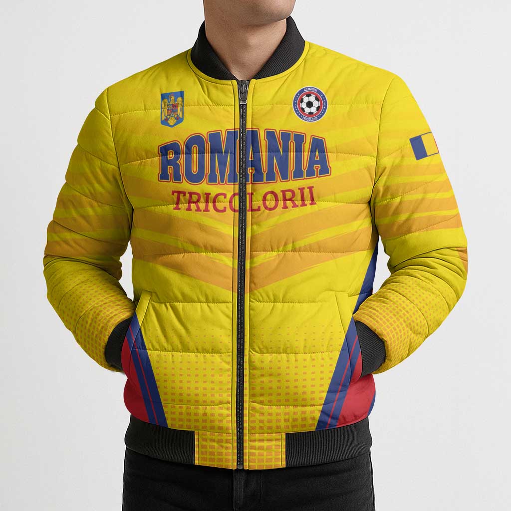 Custom Football Romania Bomber Puffer Jacket Hai Tricolorii