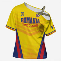Custom Football Romania Cross Shoulder Shirt Hai Tricolorii