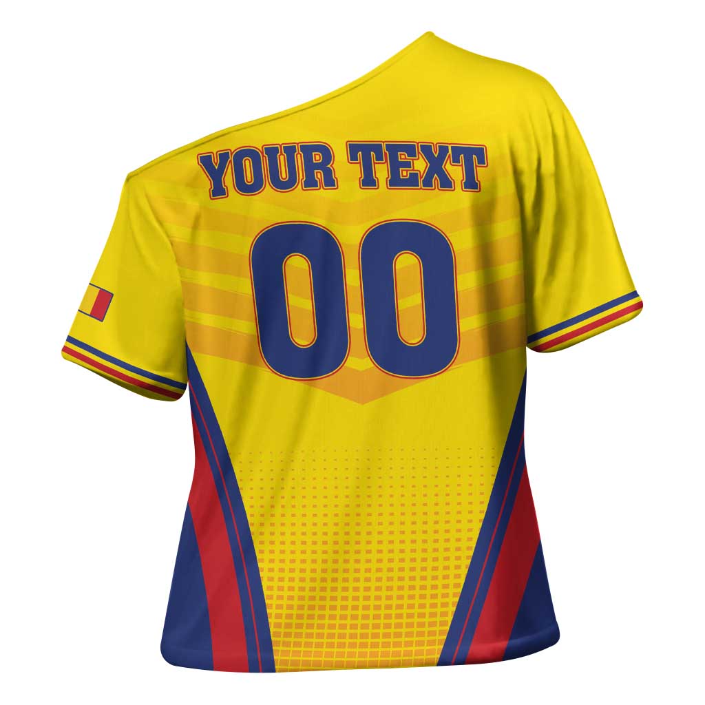 Custom Football Romania Cross Shoulder Shirt Hai Tricolorii