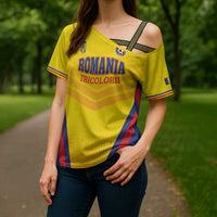 Custom Football Romania Cross Shoulder Shirt Hai Tricolorii