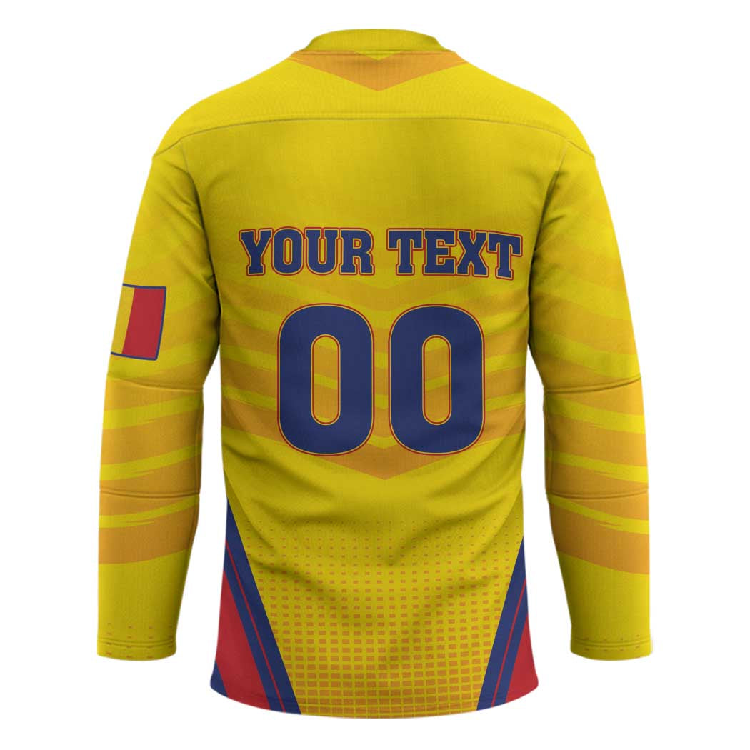 Custom Football Romania Hockey Jersey Hai Tricolorii