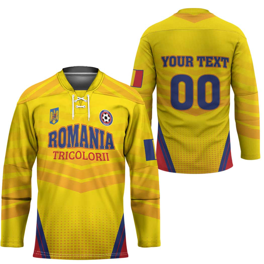 Custom Football Romania Hockey Jersey Hai Tricolorii