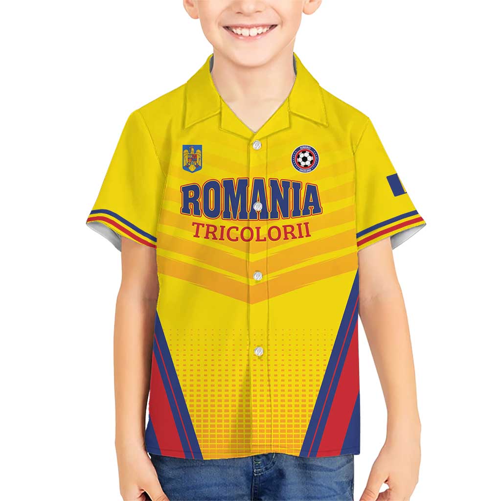 Custom Football Romania Kid Hawaiian Shirt Hai Tricolorii