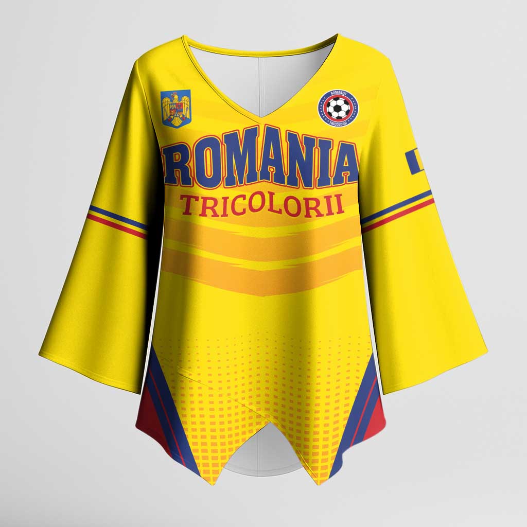 Custom Football Romania Kimono Sleeve Blouse Hai Tricolorii