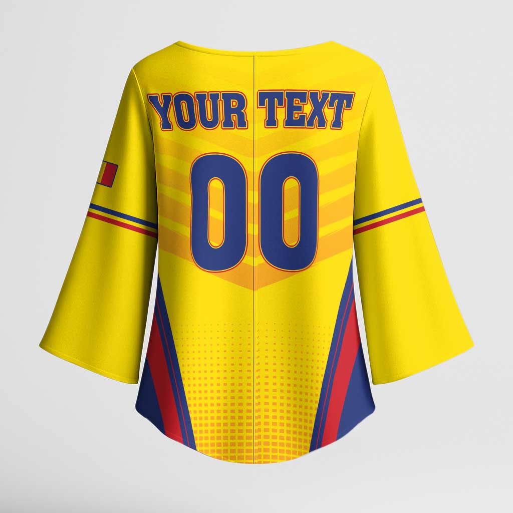 Custom Football Romania Kimono Sleeve Blouse Hai Tricolorii