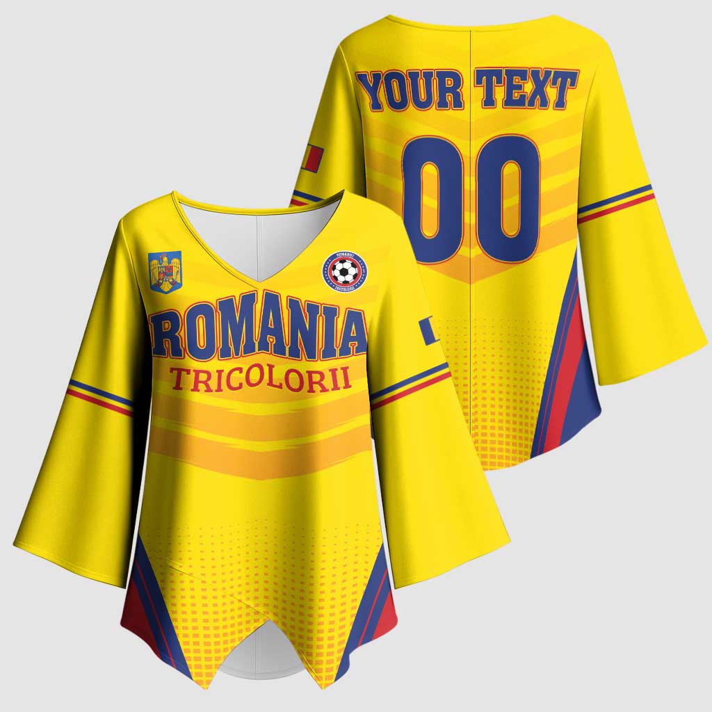 Custom Football Romania Kimono Sleeve Blouse Hai Tricolorii