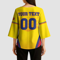 Custom Football Romania Kimono Sleeve Blouse Hai Tricolorii