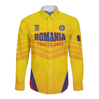 Custom Football Romania Long Sleeve Button Shirt Hai Tricolorii