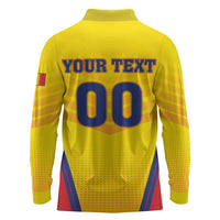 Custom Football Romania Long Sleeve Polo Shirt Hai Tricolorii