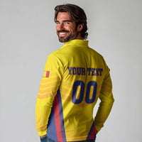 Custom Football Romania Long Sleeve Polo Shirt Hai Tricolorii