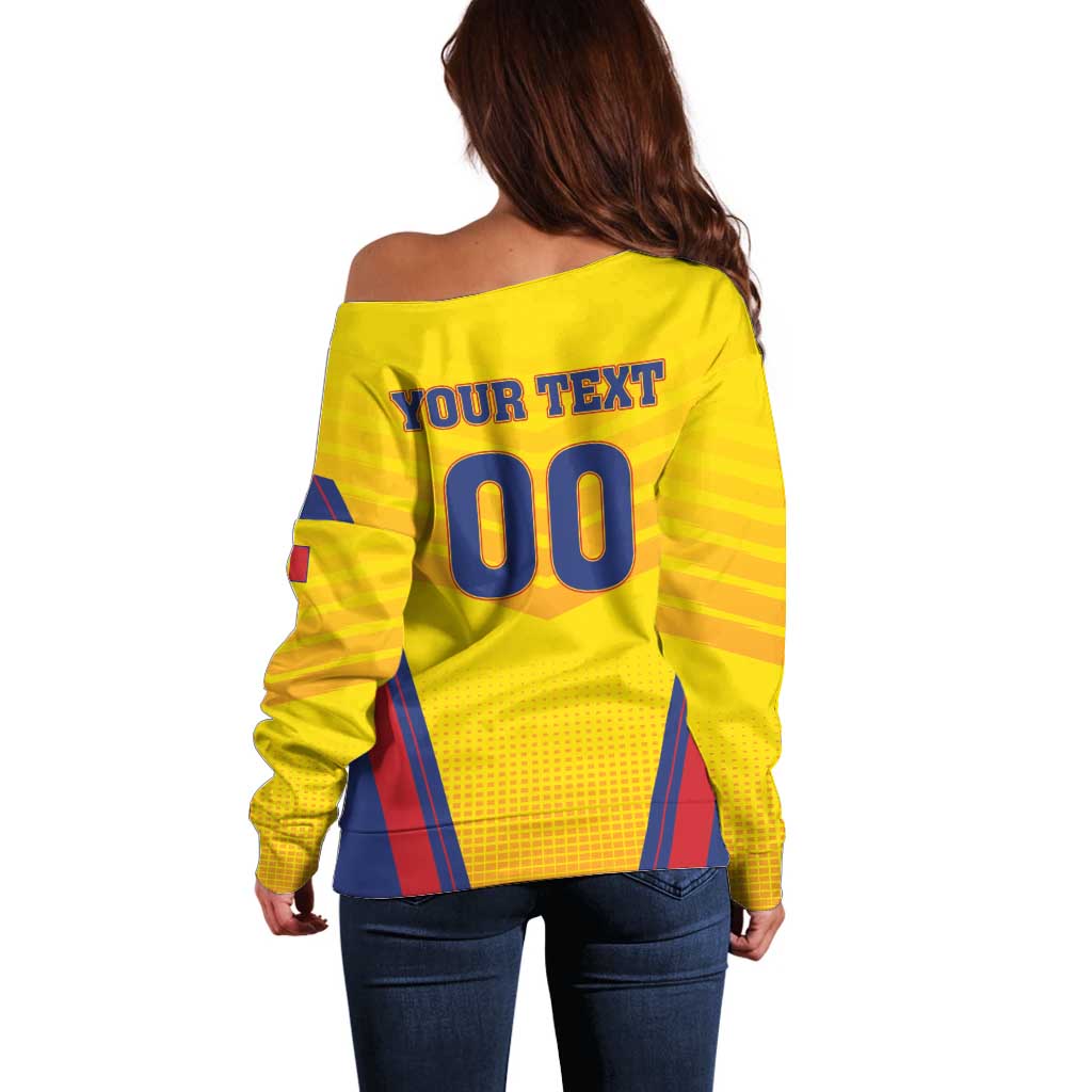 Custom Football Romania Off Shoulder Sweater Hai Tricolorii