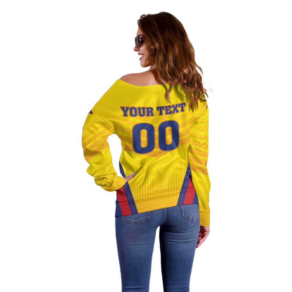 Custom Football Romania Off Shoulder Sweater Hai Tricolorii