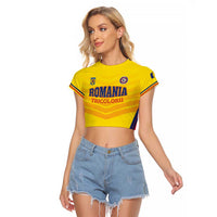 Custom Football Romania Raglan Cropped T Shirt Hai Tricolorii
