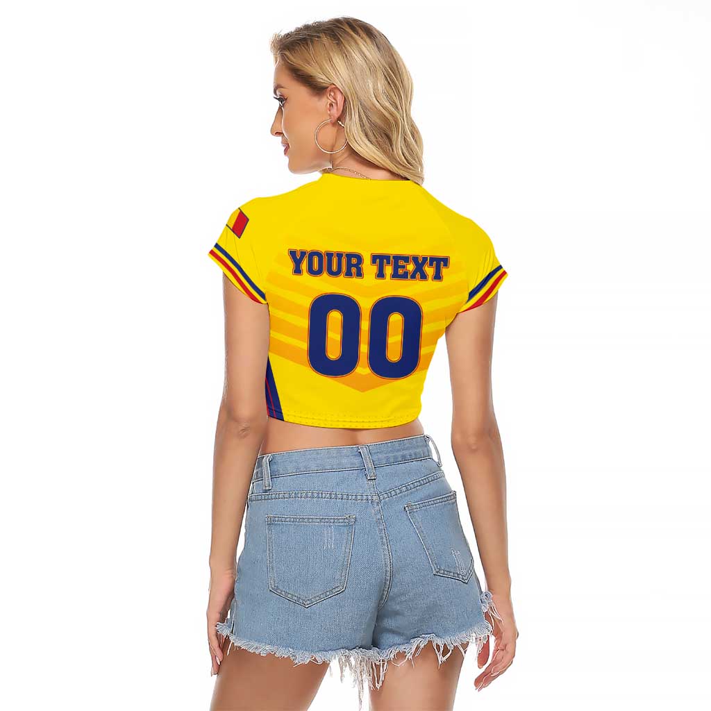 Custom Football Romania Raglan Cropped T Shirt Hai Tricolorii