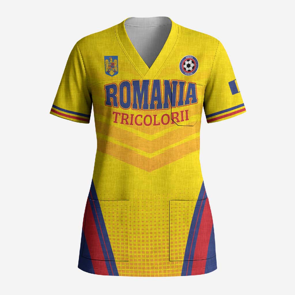 Custom Football Romania Scrub Top Hai Tricolorii