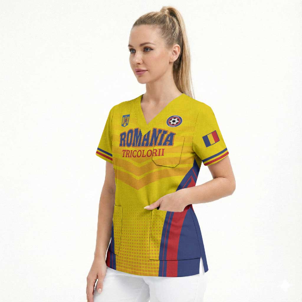 Custom Football Romania Scrub Top Hai Tricolorii