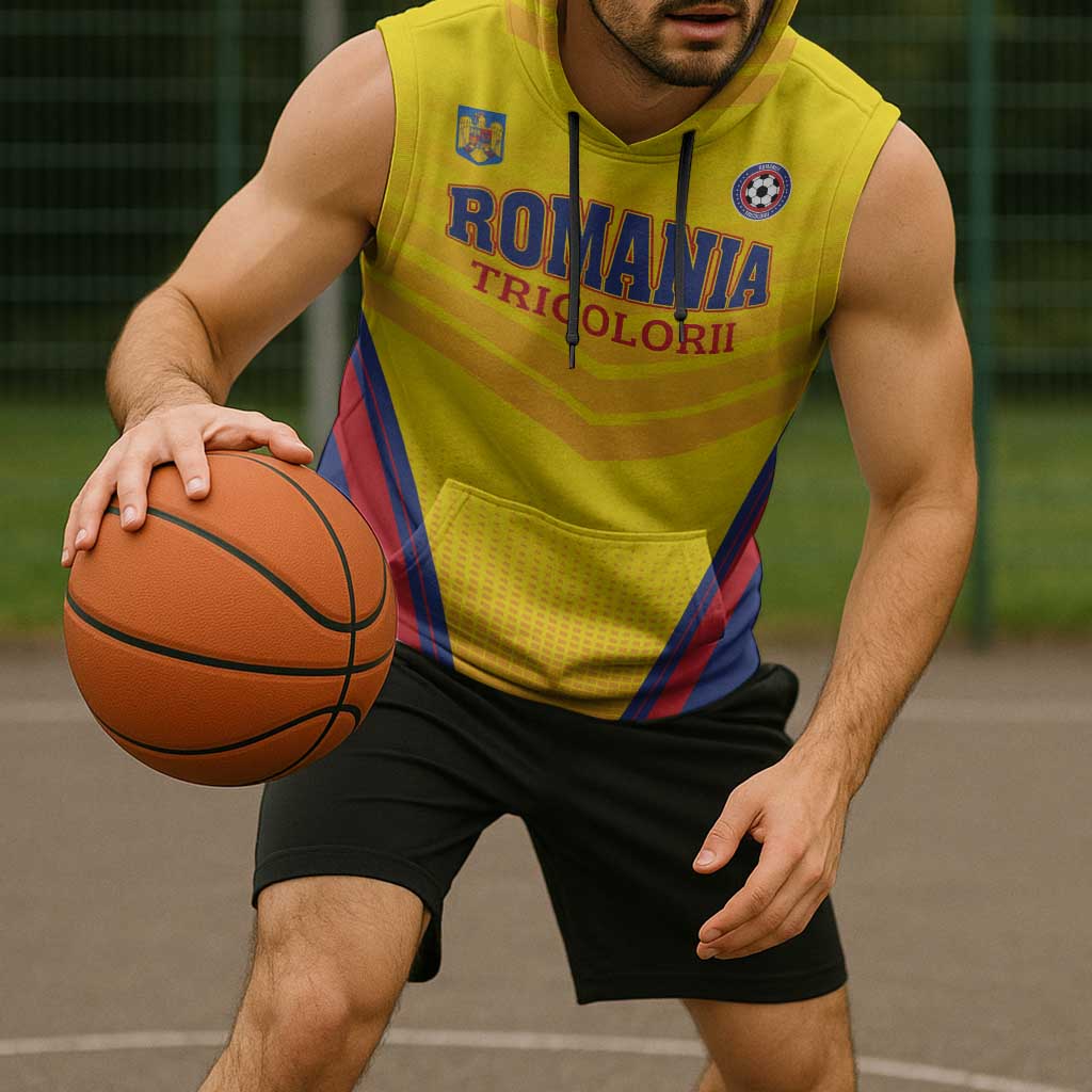 Custom Football Romania Sleeveless Hoodie Hai Tricolorii
