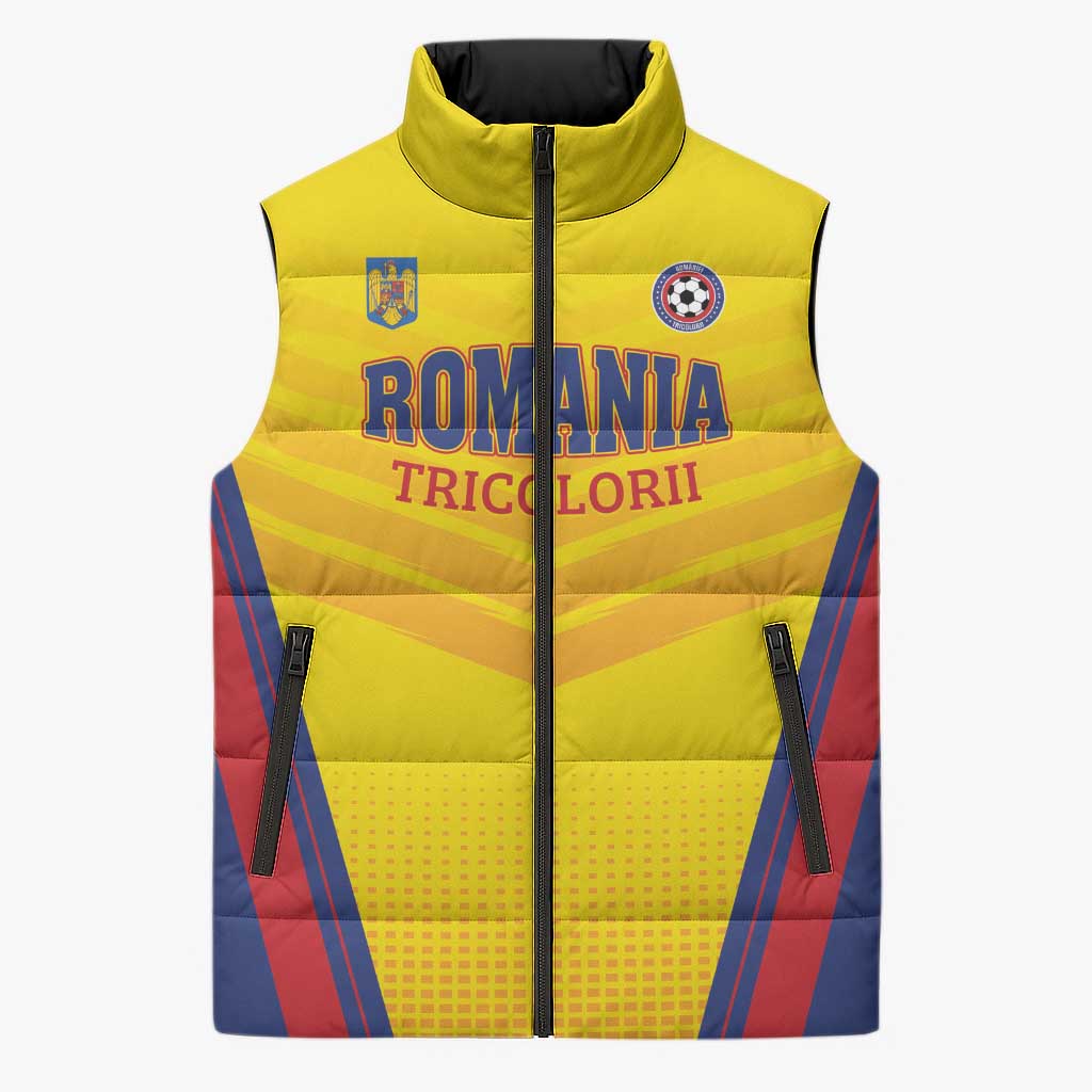 Custom Football Romania Sleeveless Puffer Jacket Hai Tricolorii