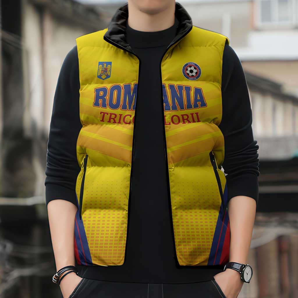 Custom Football Romania Sleeveless Puffer Jacket Hai Tricolorii