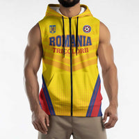 Custom Football Romania Sleeveless Zip Hoodie Hai Tricolorii