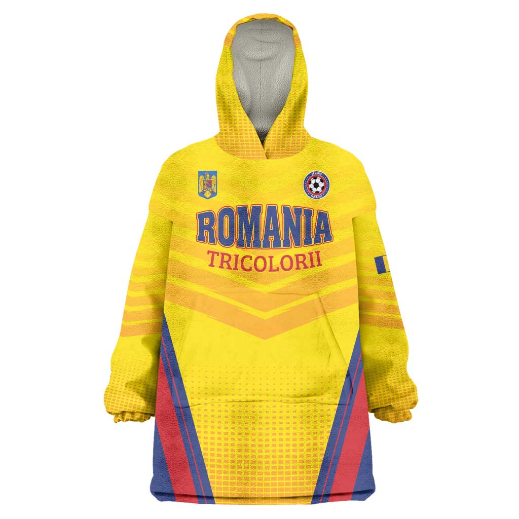 Custom Football Romania Wearable Blanket Hoodie Hai Tricolorii