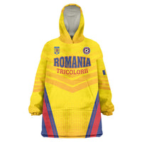 Custom Football Romania Wearable Blanket Hoodie Hai Tricolorii