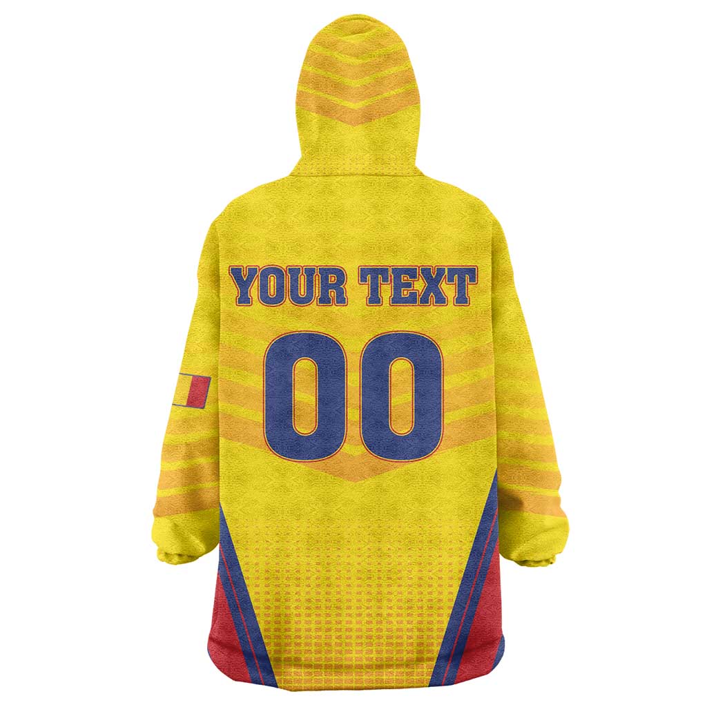 Custom Football Romania Wearable Blanket Hoodie Hai Tricolorii