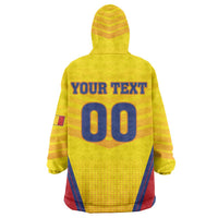 Custom Football Romania Wearable Blanket Hoodie Hai Tricolorii