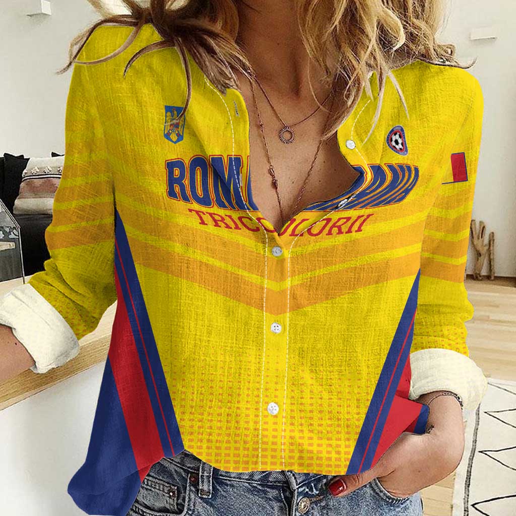 Custom Football Romania Women Casual Shirt Hai Tricolorii