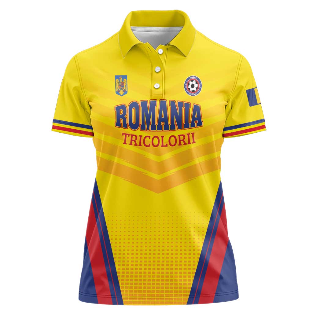 Custom Football Romania Women Polo Shirt Hai Tricolorii