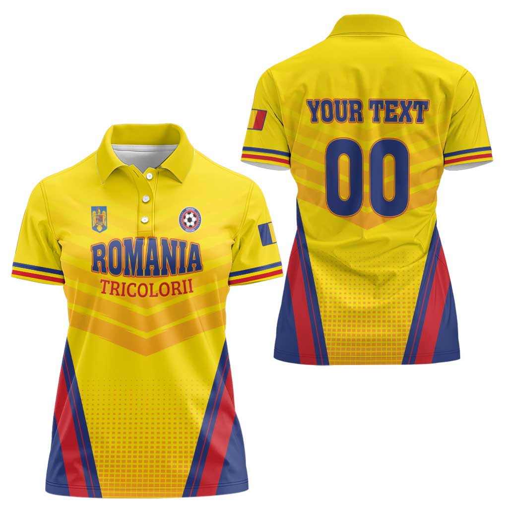 Custom Football Romania Women Polo Shirt Hai Tricolorii