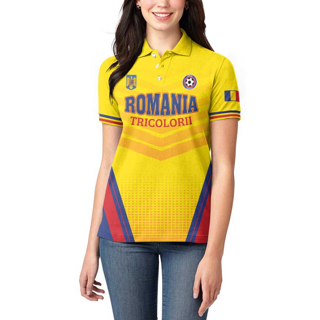 Custom Football Romania Women Polo Shirt Hai Tricolorii