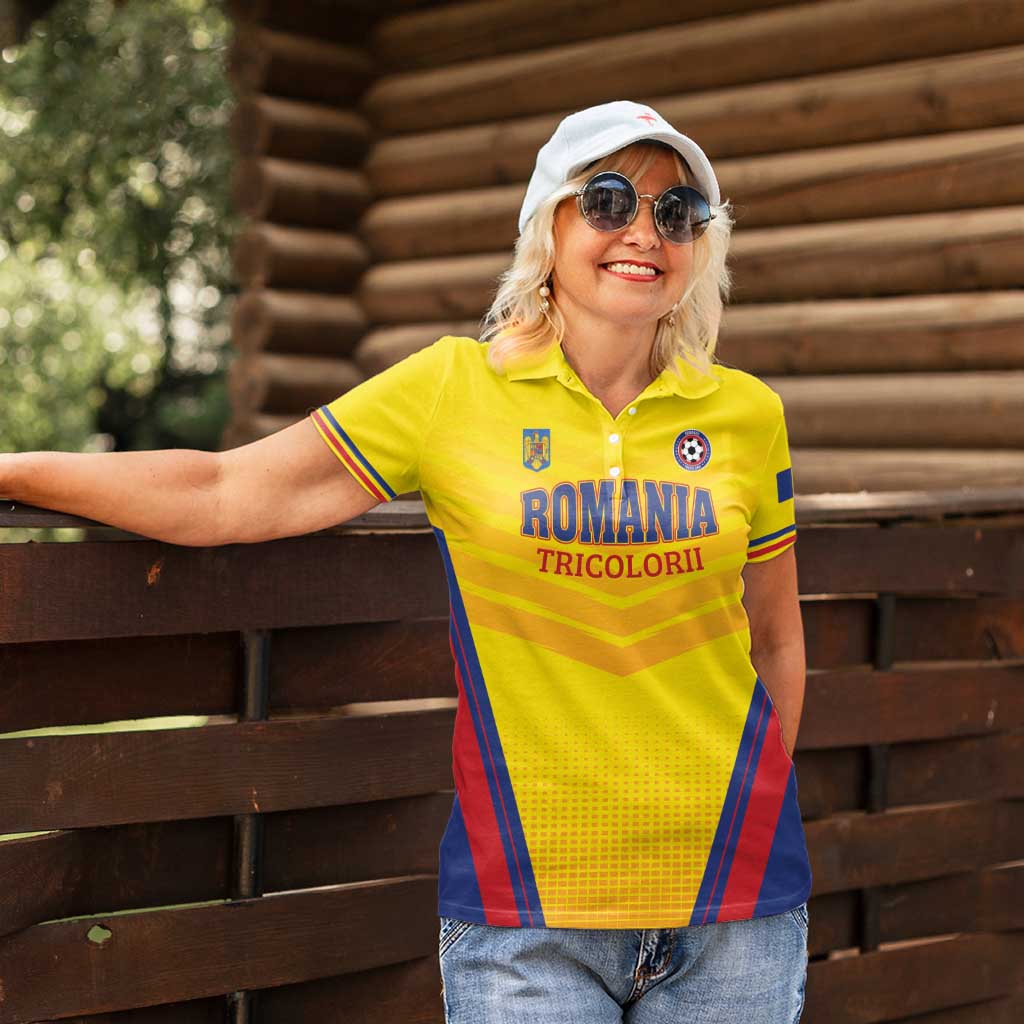 Custom Football Romania Women Polo Shirt Hai Tricolorii