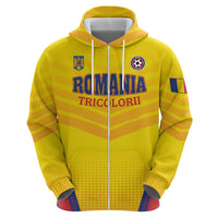 Custom Football Romania Zip Hoodie Hai Tricolorii