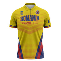 Custom Football Romania Zipper Polo Shirt Hai Tricolorii