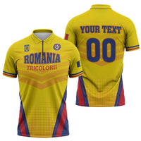 Custom Football Romania Zipper Polo Shirt Hai Tricolorii