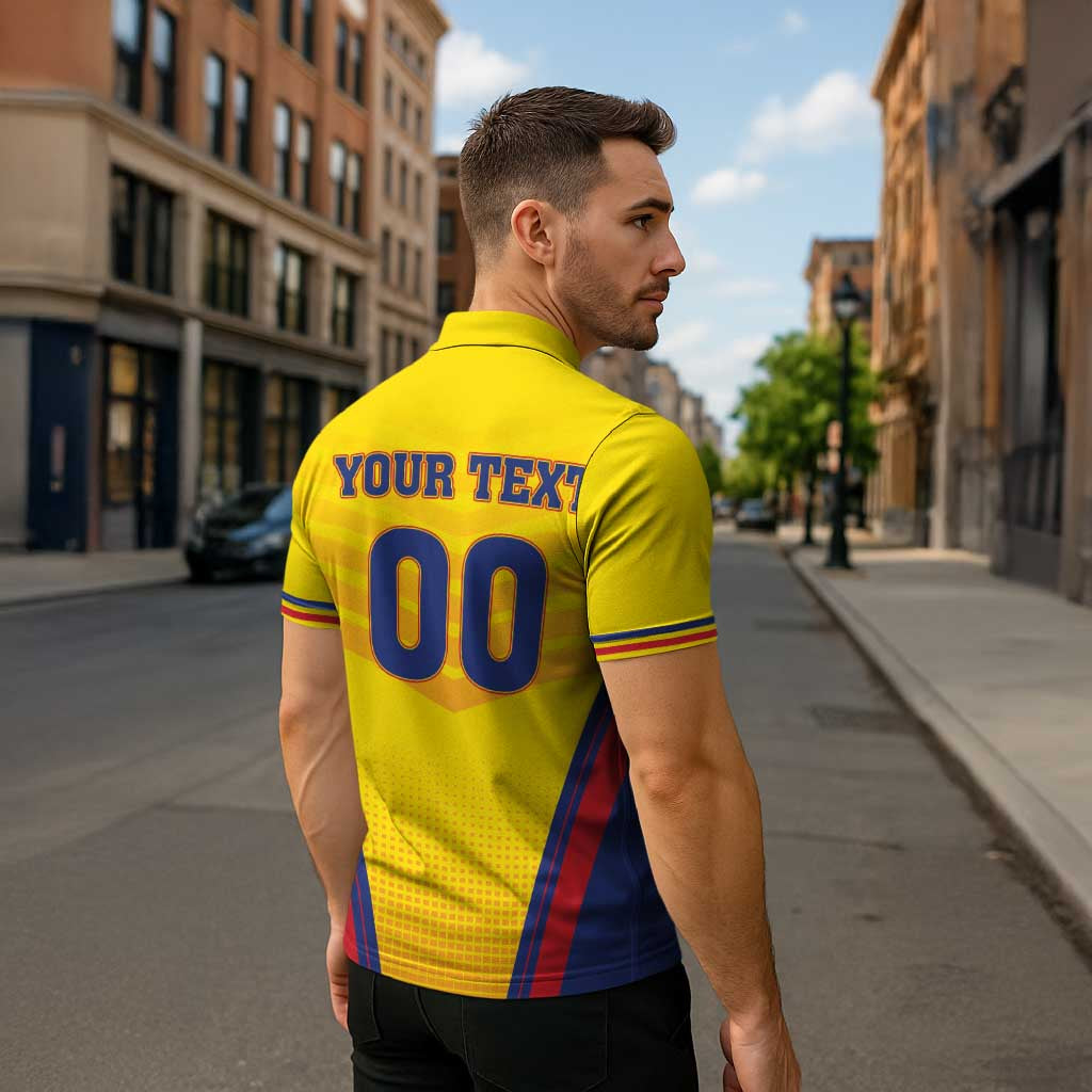 Custom Football Romania Zipper Polo Shirt Hai Tricolorii