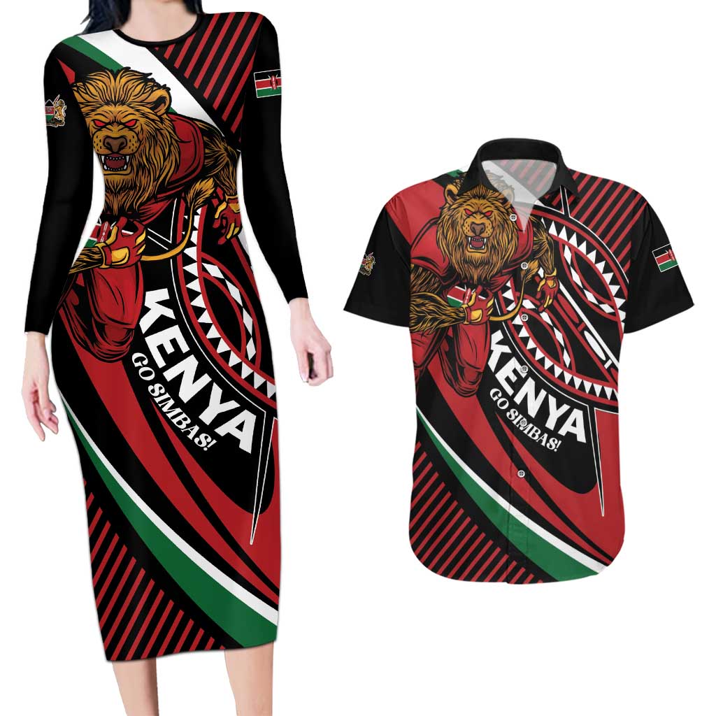 Custom Kenya Rugby Simbas Couples Matching Long Sleeve Bodycon Dress and Hawaiian Shirt Elevate Your Game
