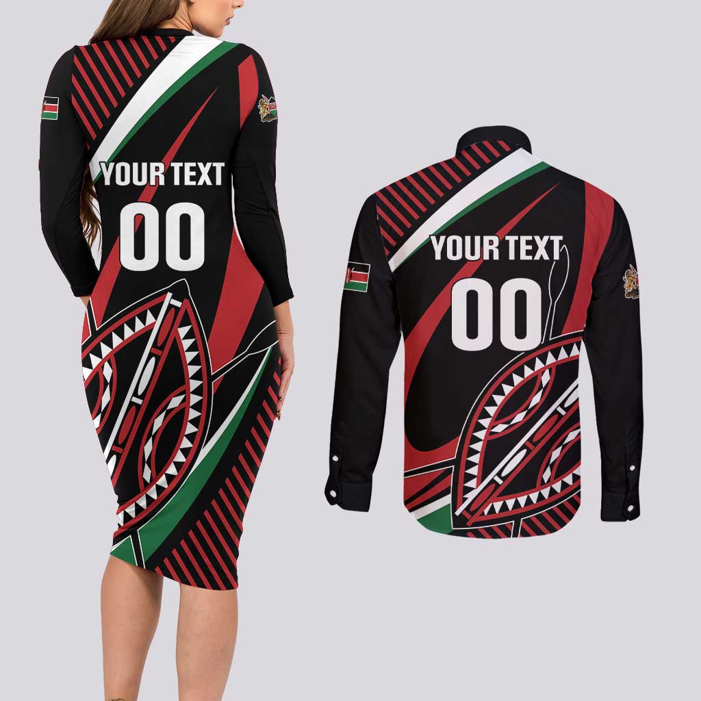 Custom Kenya Rugby Simbas Couples Matching Long Sleeve Bodycon Dress and Long Sleeve Button Shirt Elevate Your Game